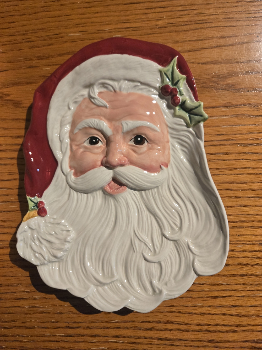 Holiday Ceramic Fitz And Floyd Dear Santa Face Canape Plate